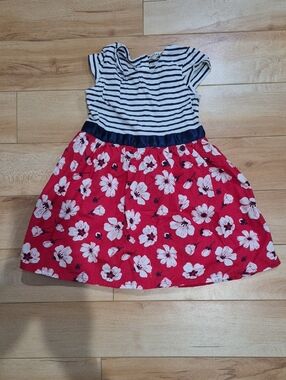 Girls Size 18-24m Beebay Navy & Red Floral Stripe Dress